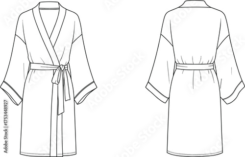 robe fashion apparel garment clothing outfit dress kimono textile fabric couture illustration vector template design sketch pattern style art flat