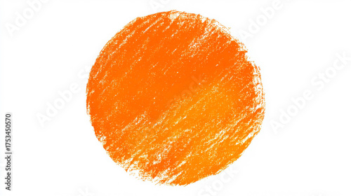 Hand-drawn orange circle with imperfect texture on white background