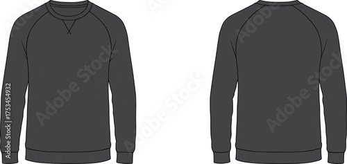 sweatshirt crewneck raglan fashion apparel garment clothing outerwear sportswear textile fabric illustration vector template design sketch pattern style art flat drawing technical