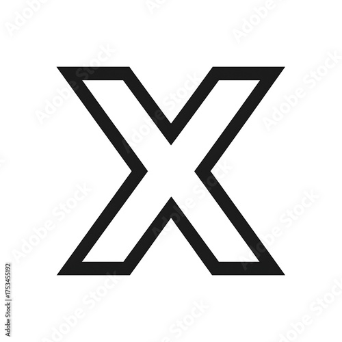Bold outline of the letter x on a black background