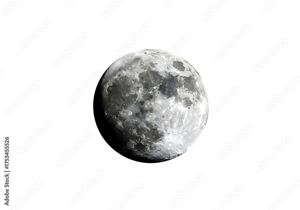 Obraz premium Detailed view of the moon s surface showing craters and texture isolated on transparent background
