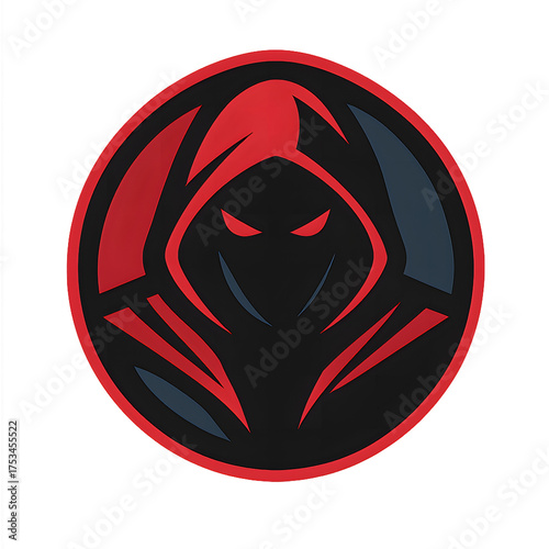 Mysterious red eyed hooded figure emblem