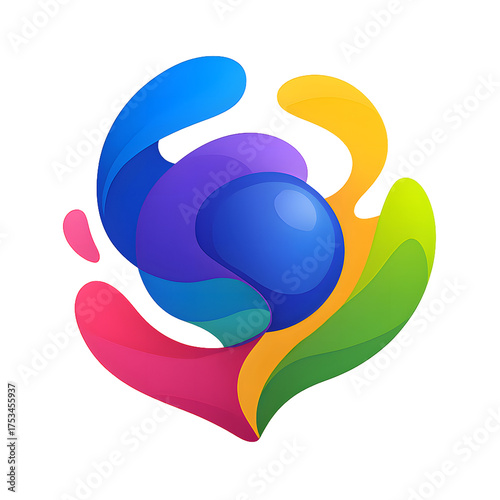 Vibrant swirling abstract colorful blob art