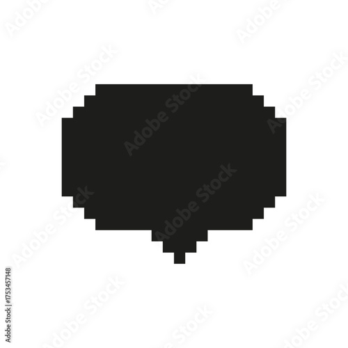 Chat Bubble Pixelated Silhouette Icon. Pixel Art Symbol of Message Window for Communication. Isolated Vector Illustration