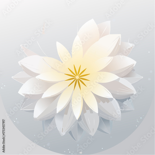 Elegant White Lotus Flower with Golden Center.
