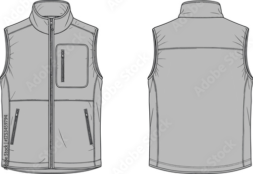 vest sleeveless fashion apparel garment clothing outerwear sportswear textile fabric illustration vector template design sketch pattern style art flat drawing technical