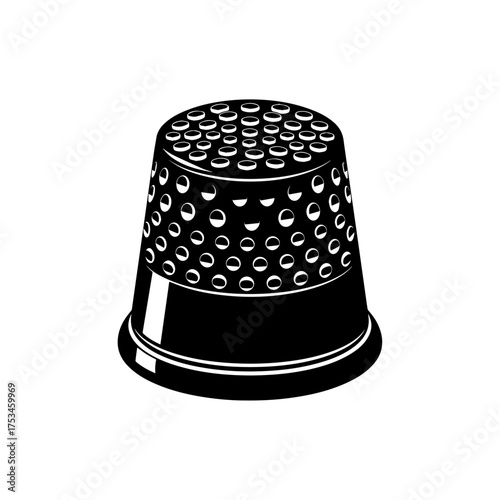Thimble Icon Flat Black Sewing Tool Vector