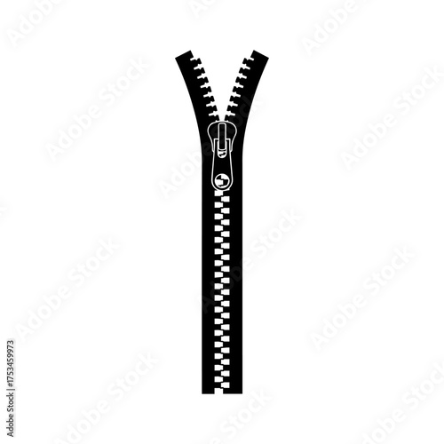 Zipper Icon Flat Black Closed Zipper Vector