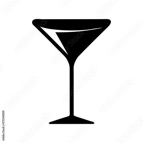 Simple Martini Glass Side View Silhouette Elegant Drink Icon Minimal Vector Illustration with White Background
