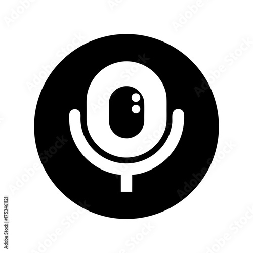 Simple Podcast Record Button Silhouette Clean Media Icon Minimal Broadcasting Vector Illustration with White Background