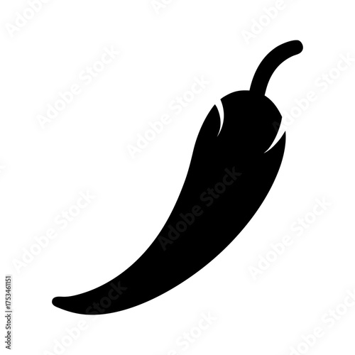 Minimal Chili Pod Tip Silhouette Simple Hot Pepper Design Clean Vector Illustration with White Background