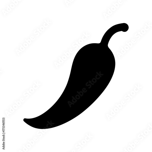 Minimal Chili Outline Silhouette Hot Pepper Symbol Simple Spicy Food Vector Illustration with White Background