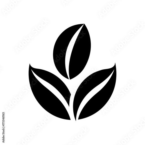 Minimal Coffee Seed Silhouette Natural Beverage Ingredient Clean Vector Illustration with White Background