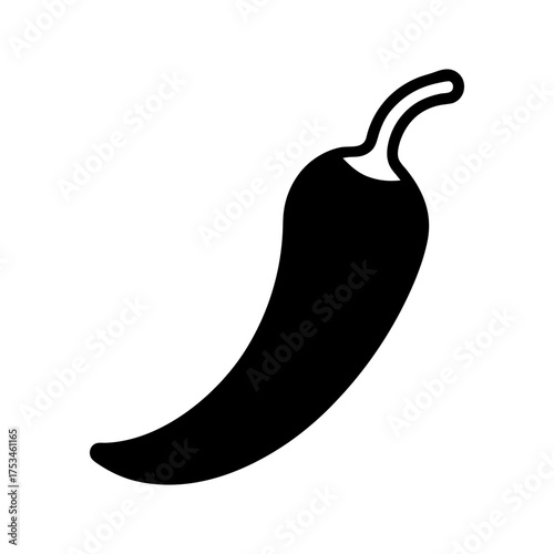 Minimal Chili Outline Silhouette Clean Spicy Food Icon Elegant Vector Illustration with White Background
