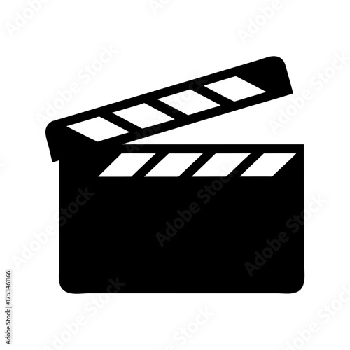 Minimal Clapper Open Position Silhouette Clean Cinema Icon Elegant Film Production Vector Illustration with White Background