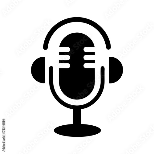 Minimal Podcast Volume Icon Silhouette Clean Audio Control Symbol Simple Vector Illustration with White Background