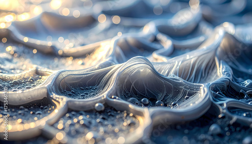 Abstract Artistic Liquid Surface Texture with Glowing Highlights Background