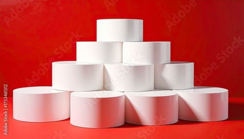 Wallpaper Mural White round plastic cubes isolated on red background. Torontodigital.ca