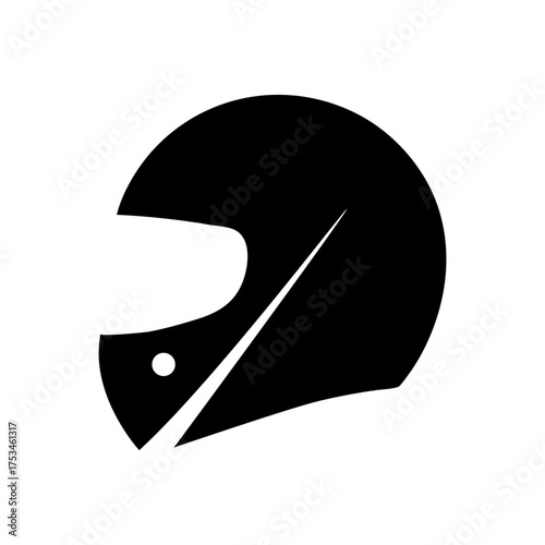 Minimal Racing Helmet Silhouette Simple Speed Symbol Clean Sport Equipment Vector Illustration with White Background