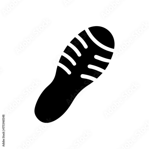 Simple Shoe Tread Silhouette Clean Footwear Pattern Icon Minimal Sole Design Vector Illustration with White Background