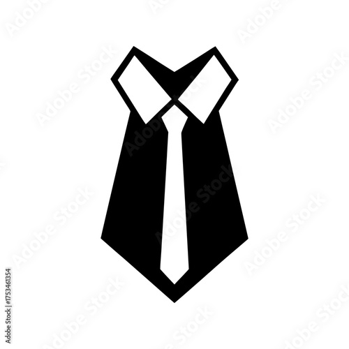 Minimal Tie Front View Silhouette Simple Office Fashion Icon Clean Vector Illustration with White Background