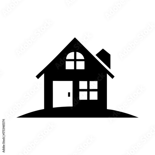 Minimal Farmhouse Silhouette Elegant Rural Building Design Clean Vector Illustration with White Background