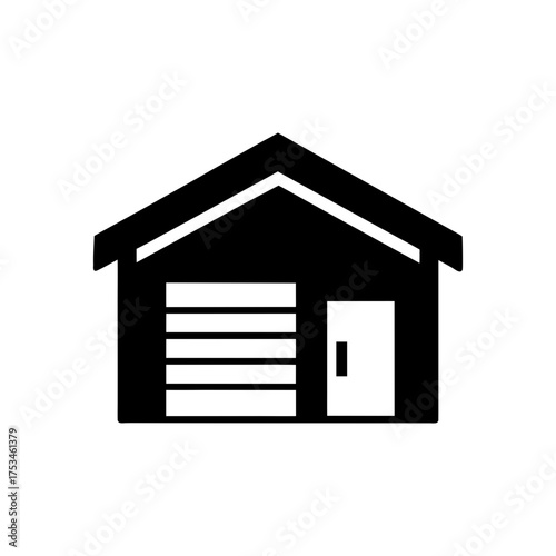 Minimal Garage Silhouette Modern Home Storage Icon Elegant Vector Illustration with White Background