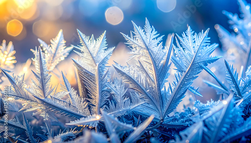 Delicate Macro Shot of Ice Crystal Formation Nature Scene Close Up