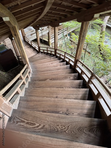 Wooden staircase walkway