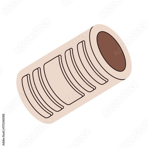 Yoga foam roller illustration. Fitness equipment for stretching, massage, and muscle recovery.