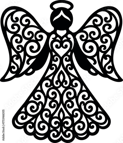 Christmas Angel Silhouette Illustration. Nativity angel vector illustration