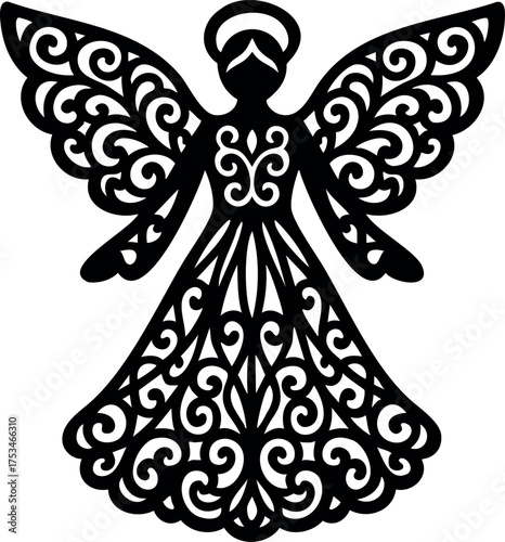 Christmas Angel Silhouette Illustration. Nativity angel vector illustration
