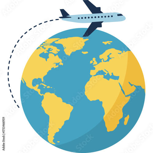 Airplane flying around the world travel flight globe international tourism transportation journey destination