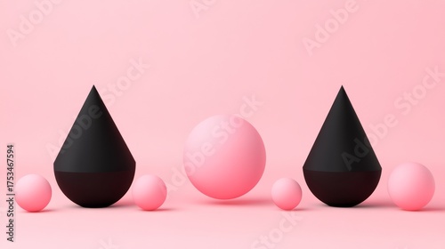 In a studio shot, a 3D render art background showcases a composition of plush geometric shapes, such as a cube, sphere, and cone, in soft pastel colors, reflecting a minimalist design aesthetic