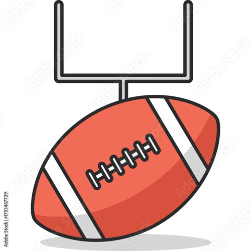 American Football with Goalpost Illustration sports game field team play score competition equipment gridiron