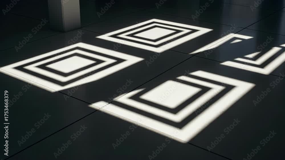 custom made wallpaper toronto digitalGeometric Light Play: Abstract Shadows on Dark Tile Floor, Modern Interior