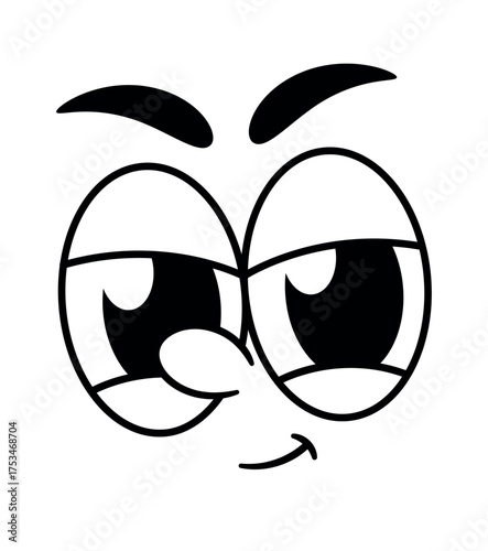 Cartoon comic retro face frowning