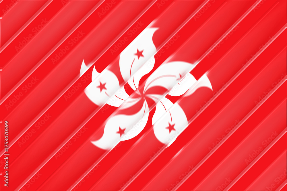 Fototapeta premium A modern, stylized rendition presents the iconic bauhinia flower of Hong Kong, layered with angled stripes, creating an abstract yet recognizable representation with a glossy,