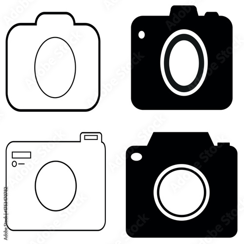 Camera icon set vector 