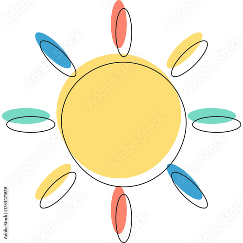 Colorful Cartoon Sun Shape Vector Collection