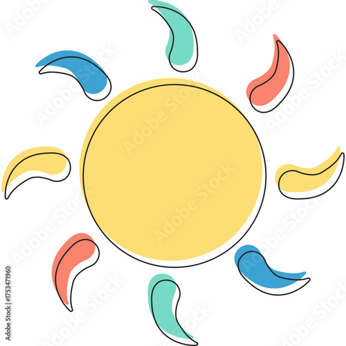 Colorful Cartoon Sun Shape Vector Collection