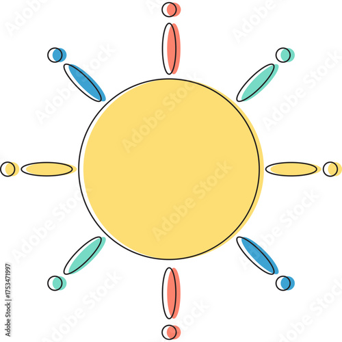 Colorful Cartoon Sun Shape Vector Collection