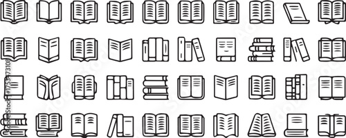 Vector art of collection of book icons for graphic design