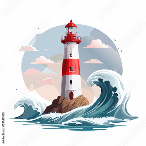 Leuchtturm auf einer Klippe am stürmischen Meer