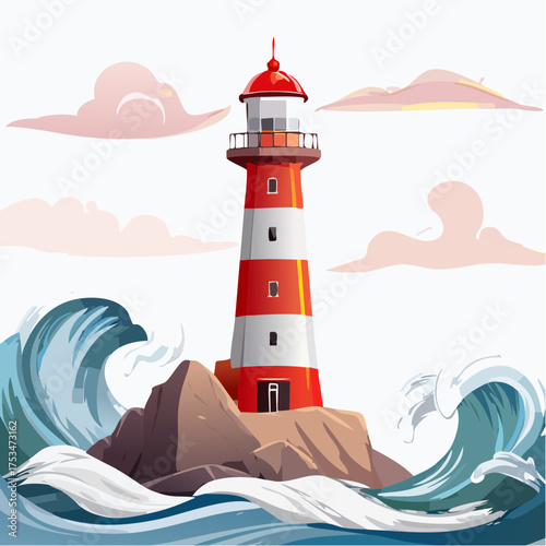 Leuchtturm auf einer Klippe am stürmischen Meer