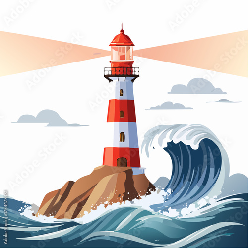 Leuchtturm auf einer Klippe am stürmischen Meer