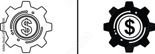 Monetary Mechanism: A symbol depicting a gear-shaped mechanism encompassing a dollar sign.