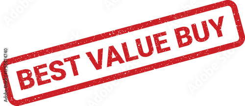 Distressed ink effect rubber stamp impression displaying best value buy for commercial promotions