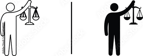 Symbol of Justice: An artistic illustration representing the concept of fairness and balance, with a silhouette figure holding scales.