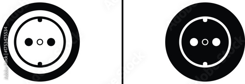 Electrical Outlet Icons: Simple and minimalistic black and white icons of electrical outlets, representing the crucial point of connection for power supply and energy.